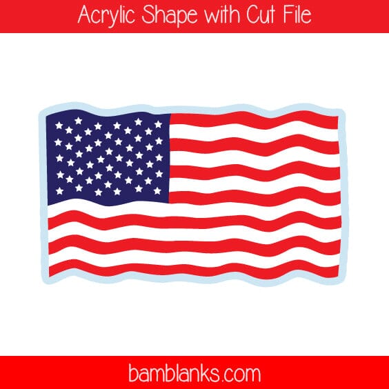 US Flag Wavy - Acrylic Shape #983