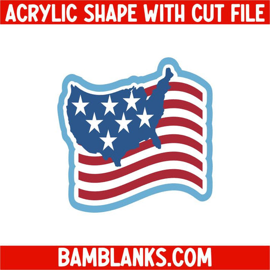 USA Flag - Acrylic Shape #2311