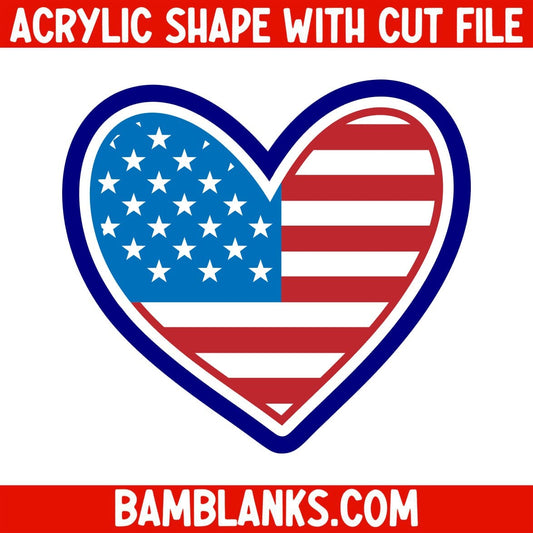 USA Heart - Acrylic Shape #2321