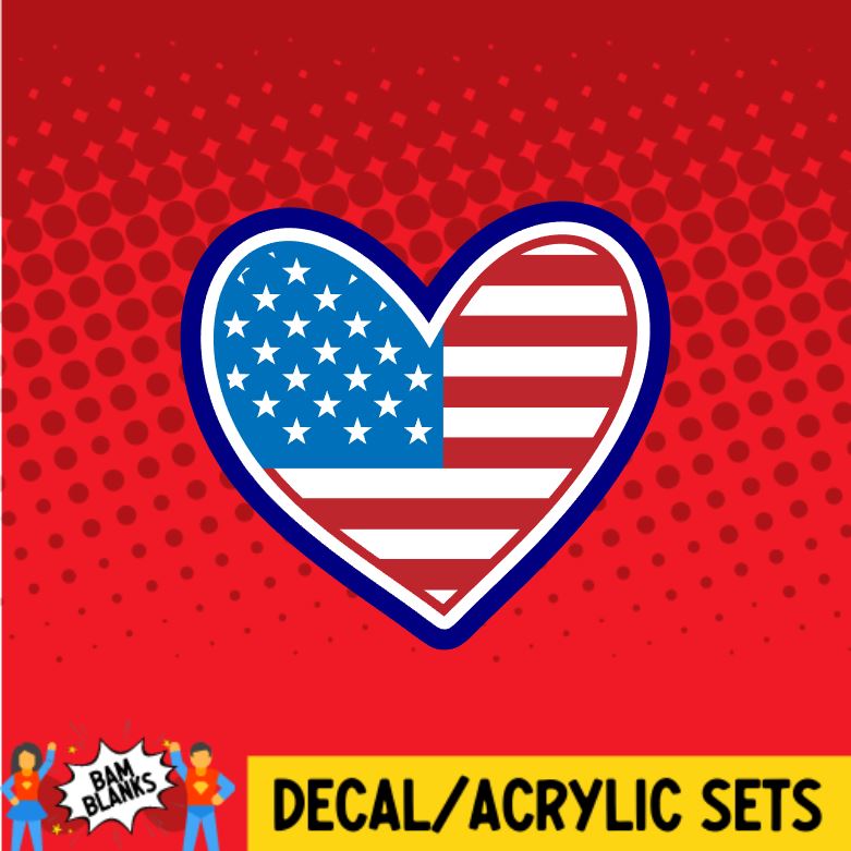 USA Heart - DECAL AND ACRYLIC SHAPE #DA0851