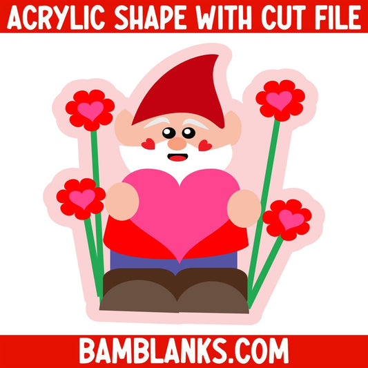 Valentine Garden Gnome - Acrylic Shape #1112