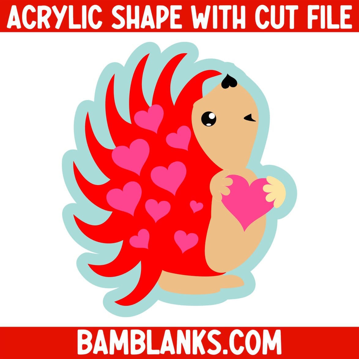 Valentine Hedgehog - Acrylic Shape #1110