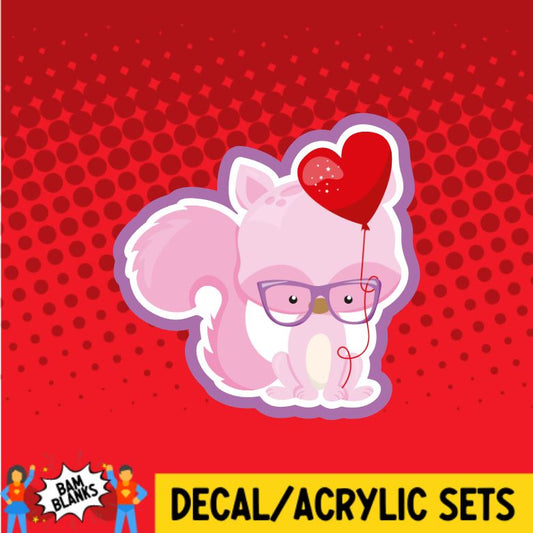 Valentine Squirrel- DECAL AND ACRYLIC SHAPE #DA0614