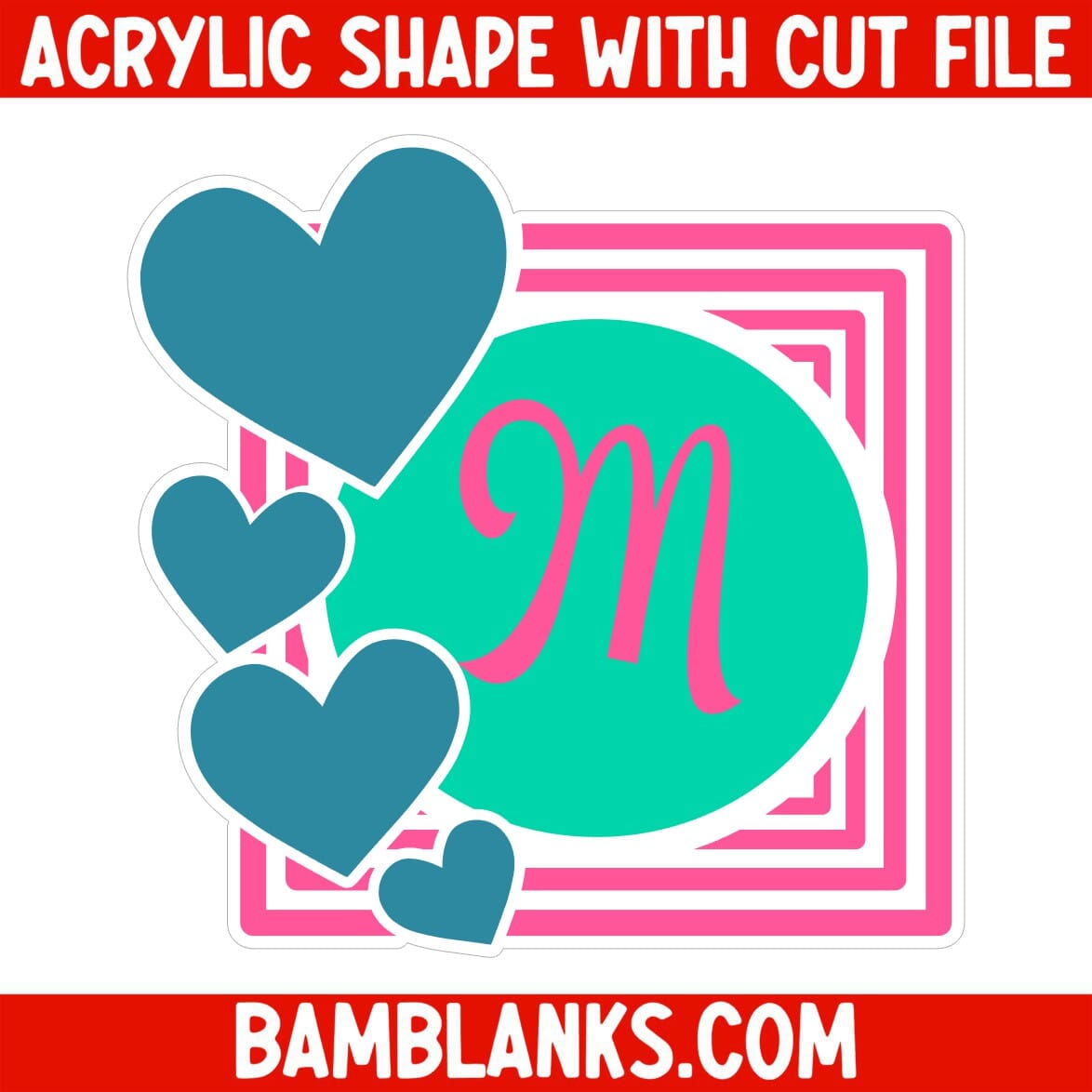 Valentines Monogram - Acrylic Shape #496
