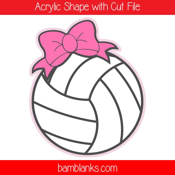 Volleyball with Bow - Acrylic Shape #925
