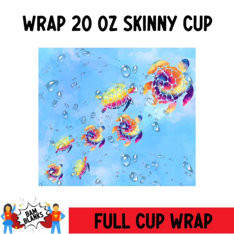 Water Turtles - 20 oz Skinny Cup Wrap - CW0075