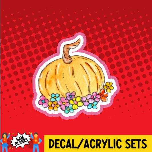 Watercolor Pumpkin with Flowers - DECAL AND ACRYLIC SHAPE #DA0