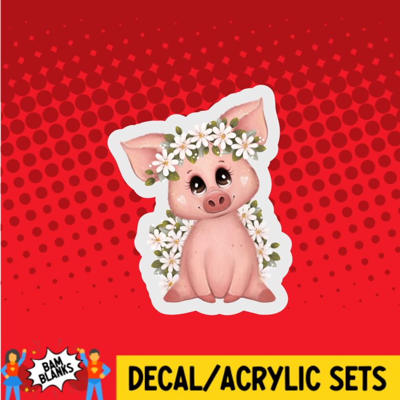 Wildflower Pig - DECAL AND ACRYLIC SHAPE #DA0571