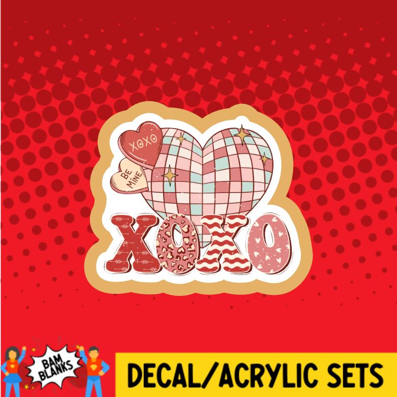 XOXO Disco Heart - DECAL AND ACRYLIC SHAPE #DA0673