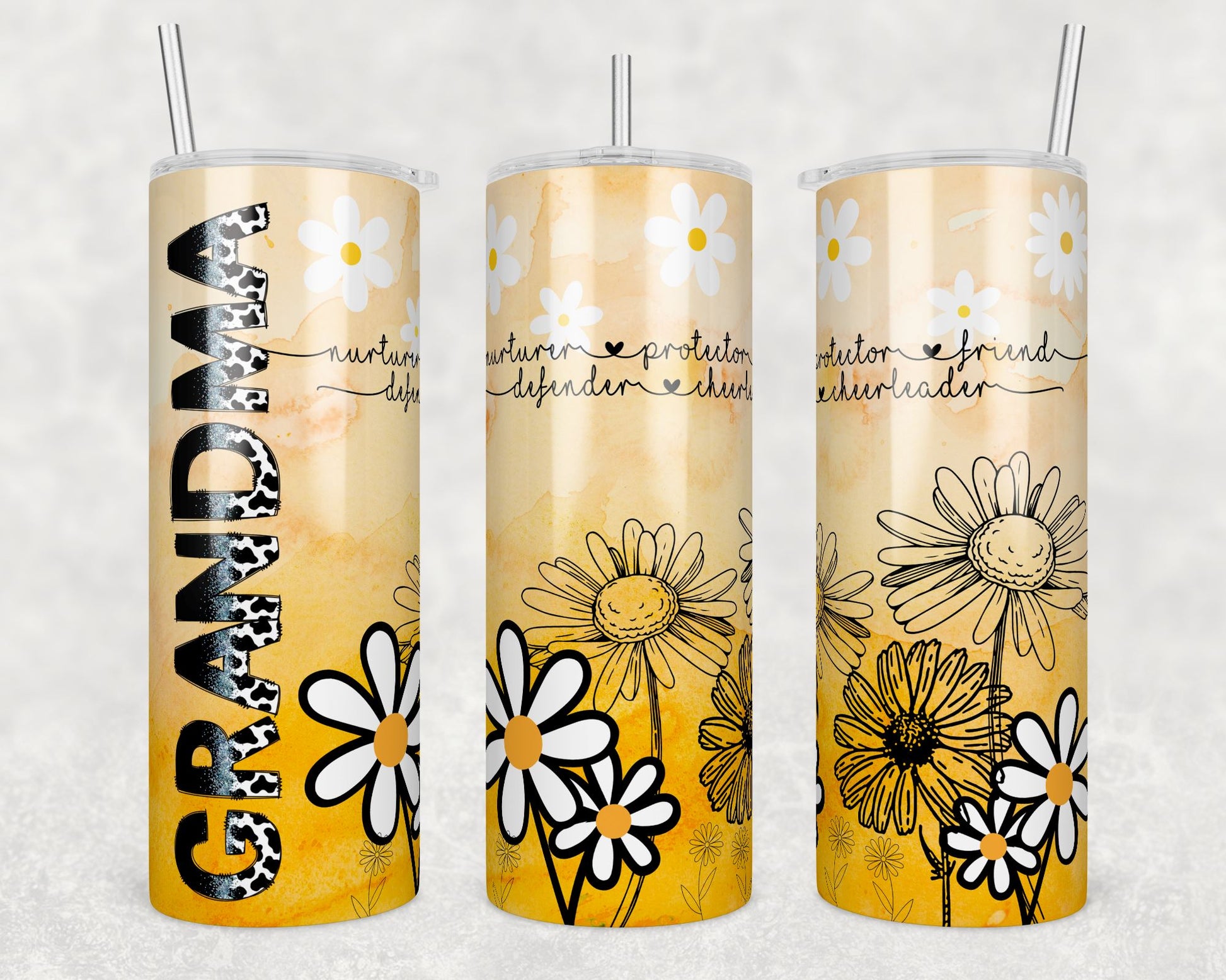 Yellow Daisy Grandma - 20 oz Skinny Cup Wrap - CW0073